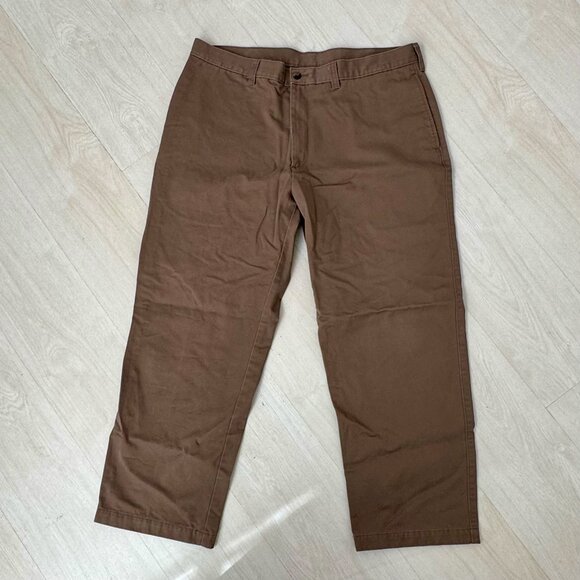 Haggar Brown Mitchell Khaki Plain Front Mens Pants Chinos - Picture 1 of 3